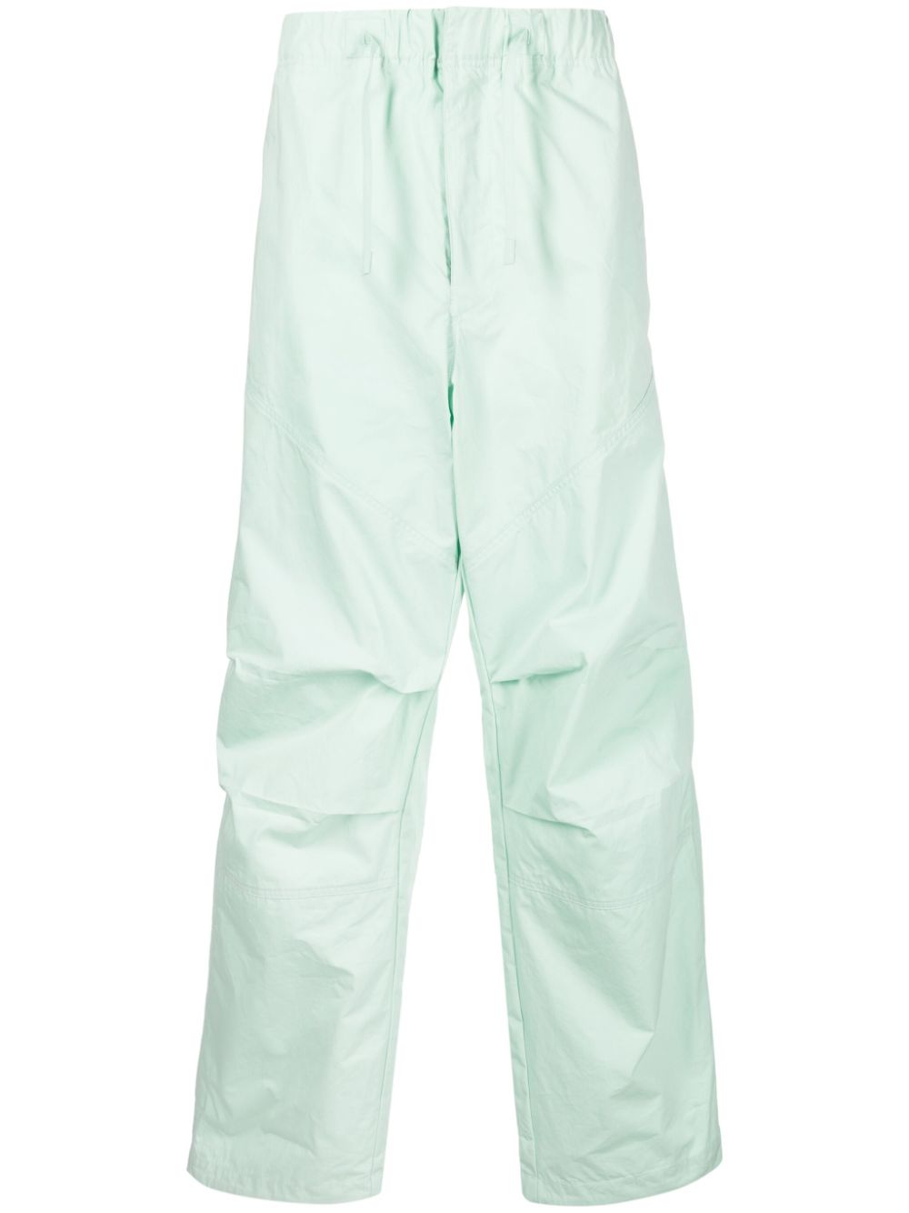 Drawstring-waist straight-leg trousers - Green