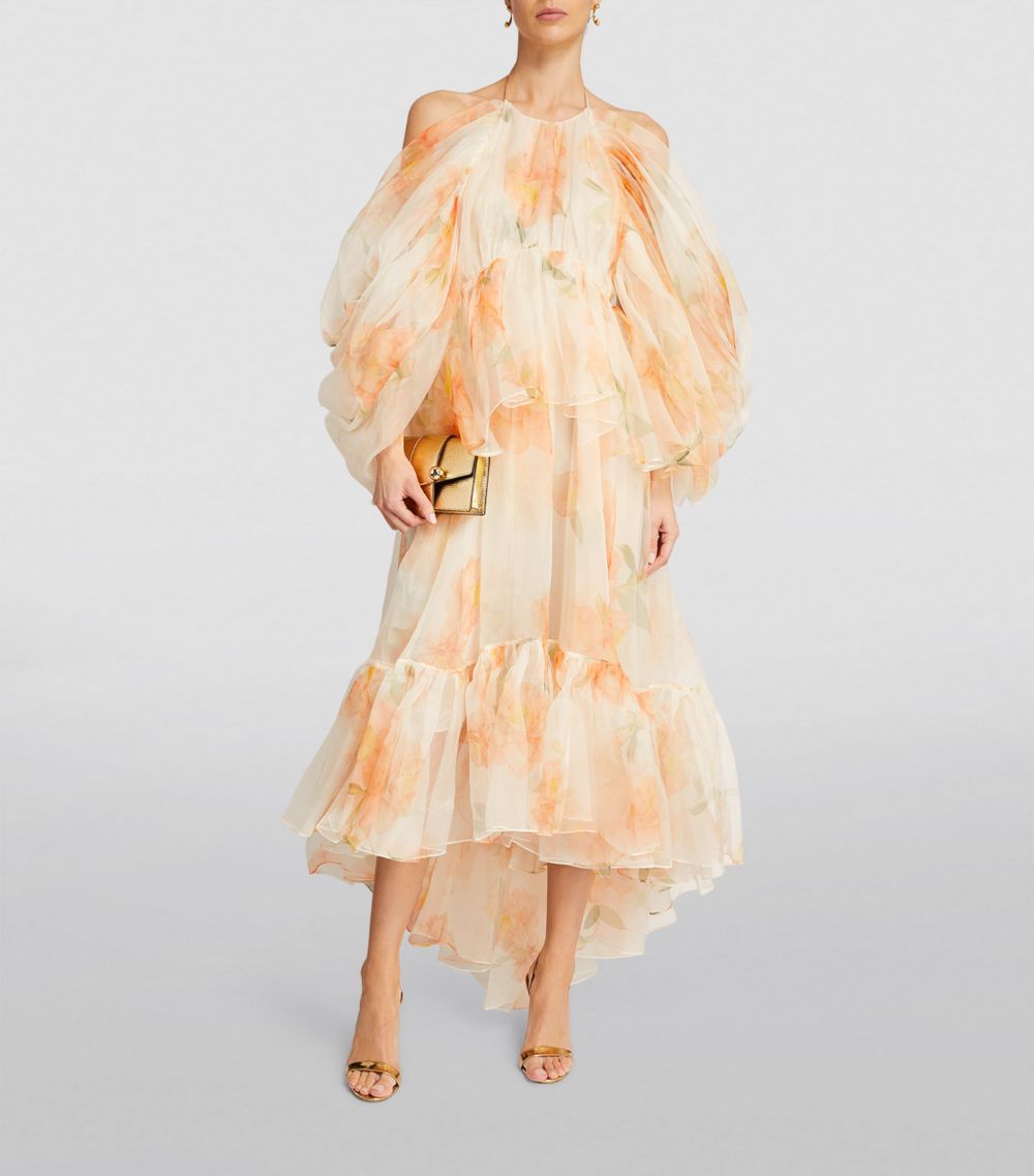 Silk Gathered Midi Dress
