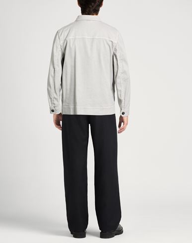 Man Denim shirt Light grey Size L Linen, Cotton, Elastane