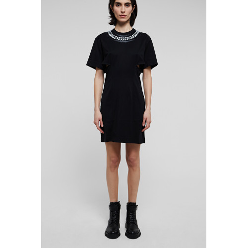 Chain-print T-shirt dress - Black