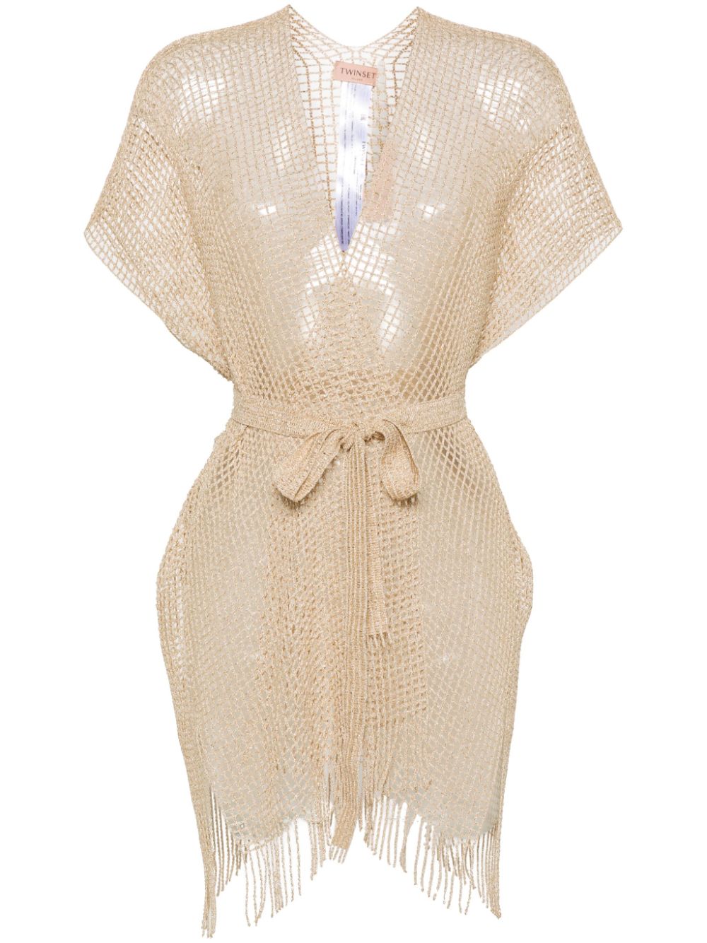 Lamé open-knit gilet - Gold