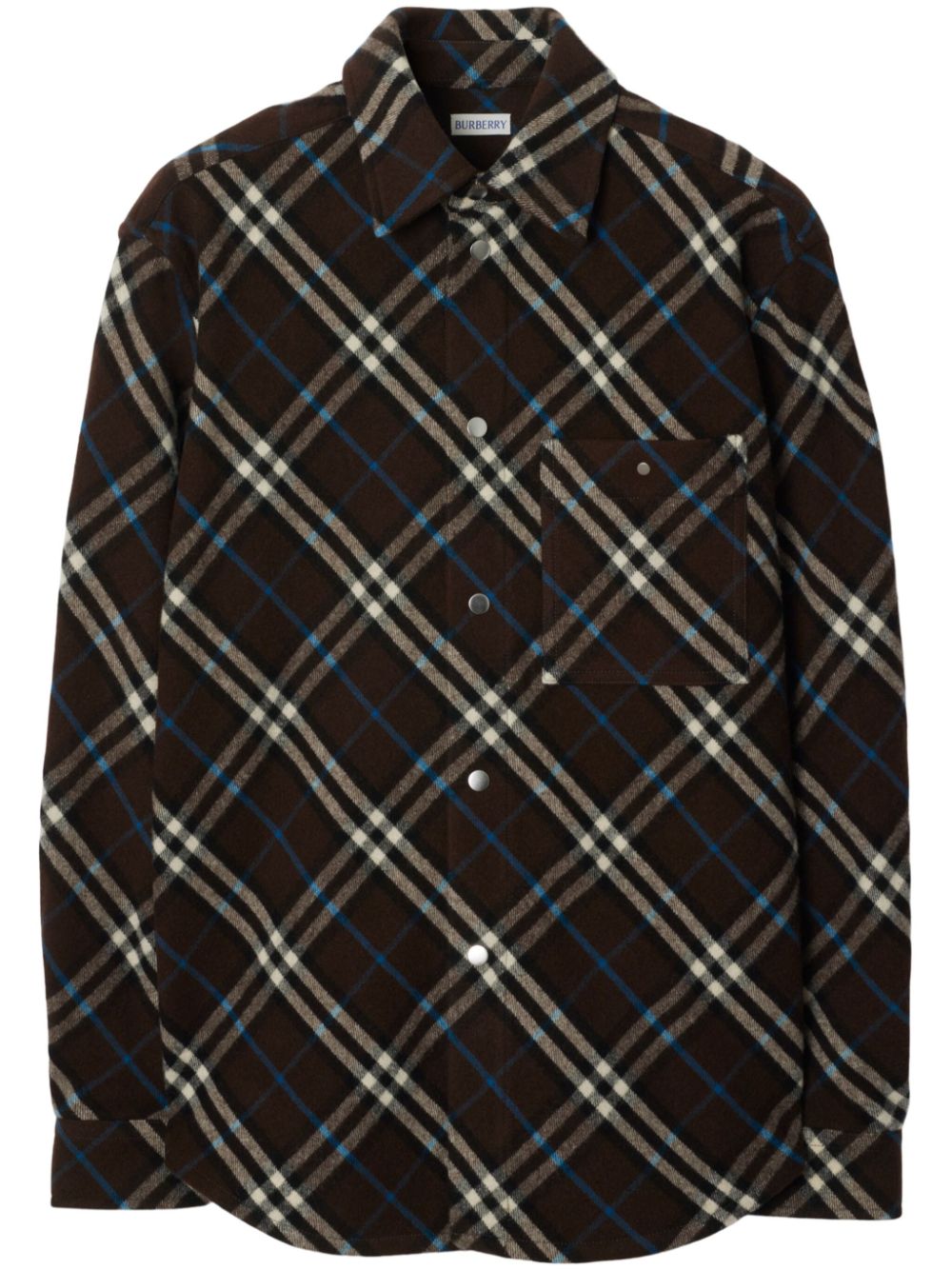 Check-pattern wool shirt - Brown