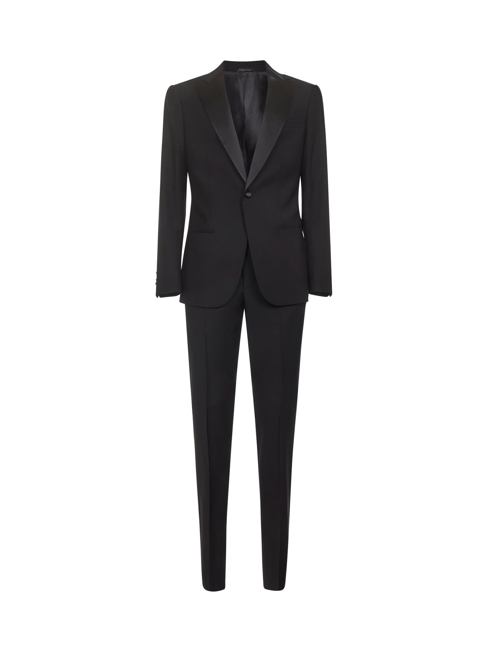 Virgin Wool Tuxedo Pant Suit — Black