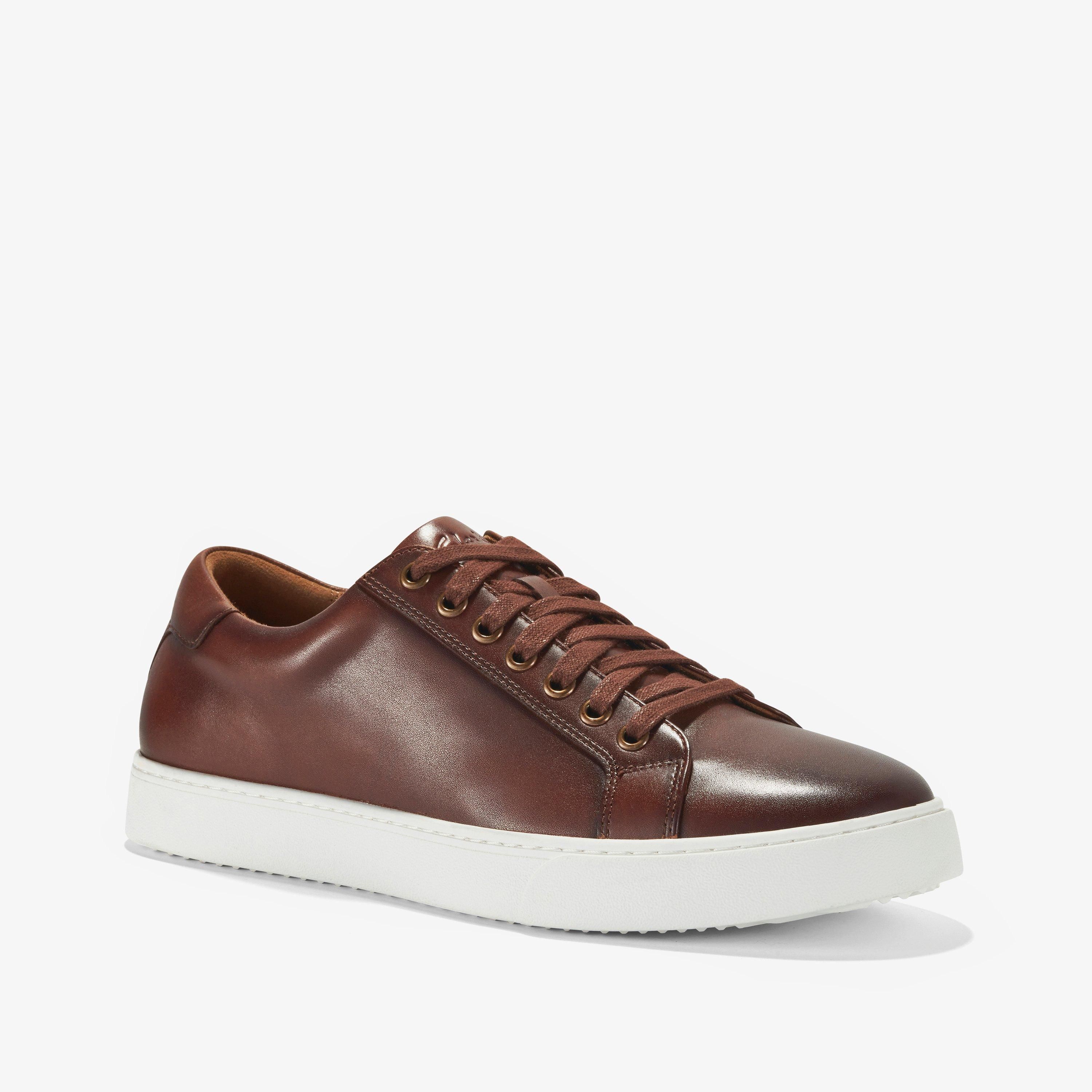 Clarks Lockton Lace Tan Leather Trainers In Brown