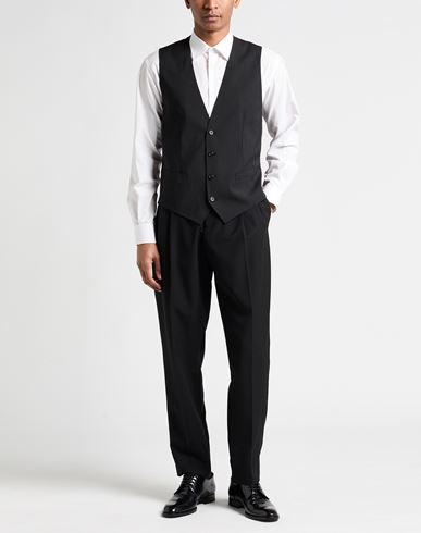 Man Tailored Vest Black Size 34 Virgin Wool, Elastane