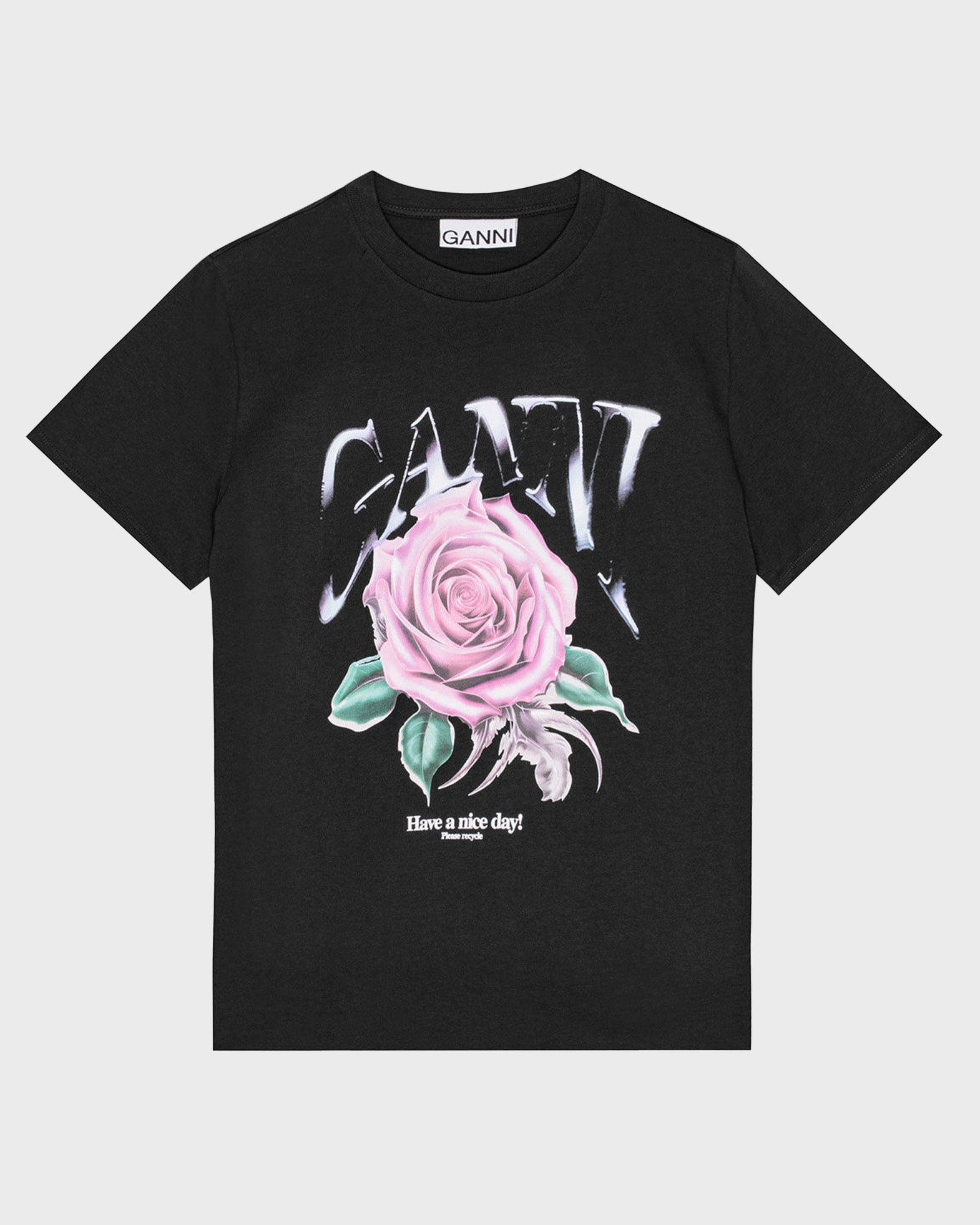 Ganni T-shirt Basic Cotton Rose Phanto