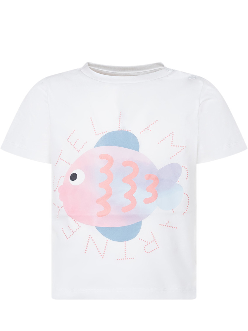 T-SHIRT-TOP White Cotton Polyester Short Sleeves T-shirt