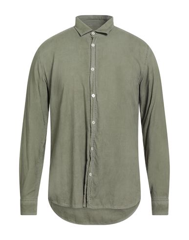 Patrizio Piscaglia Man Shirt Military green Size 15 ½ Cotton