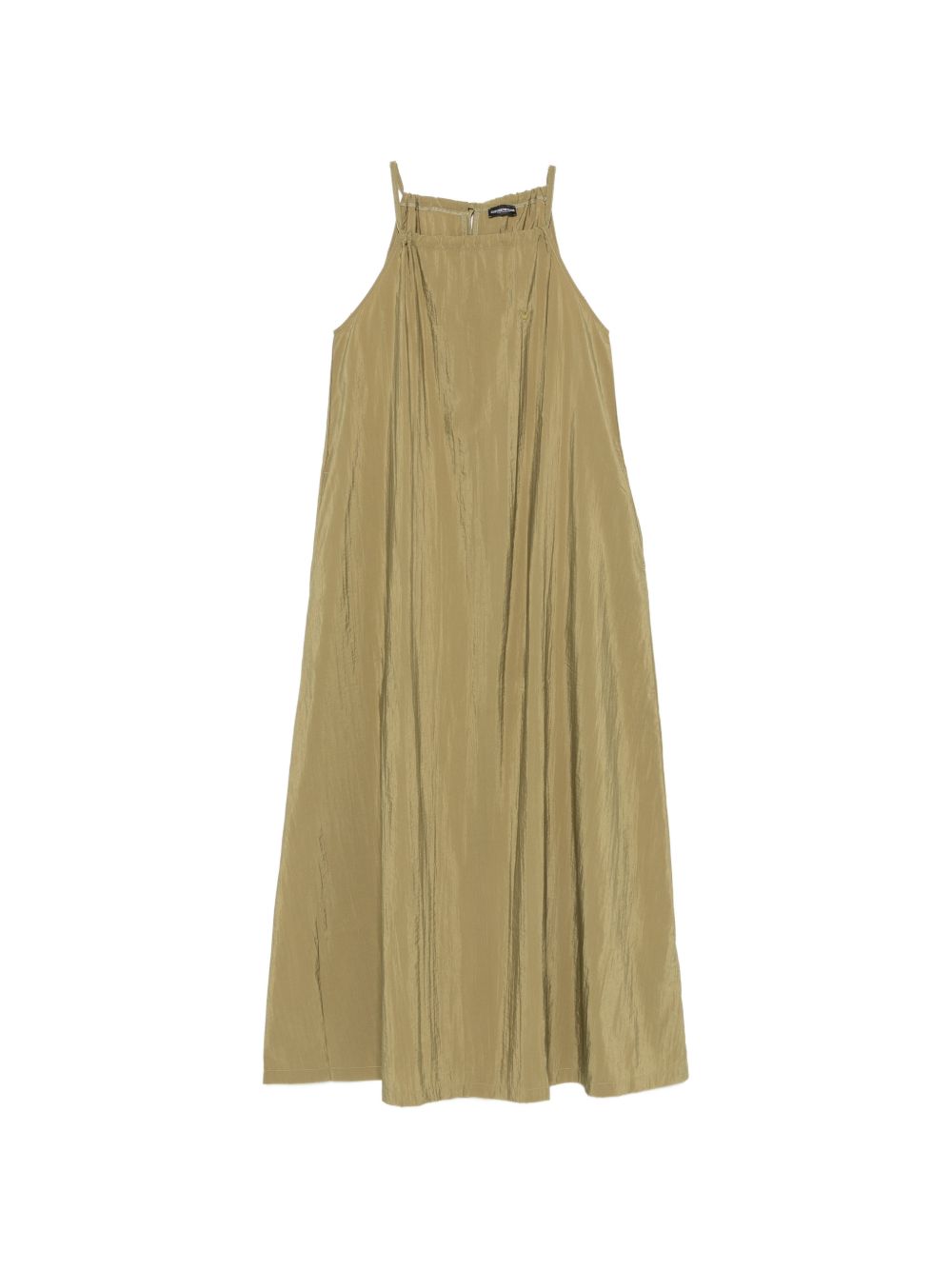 Crinkled Linen Halterneck Dress — Olive