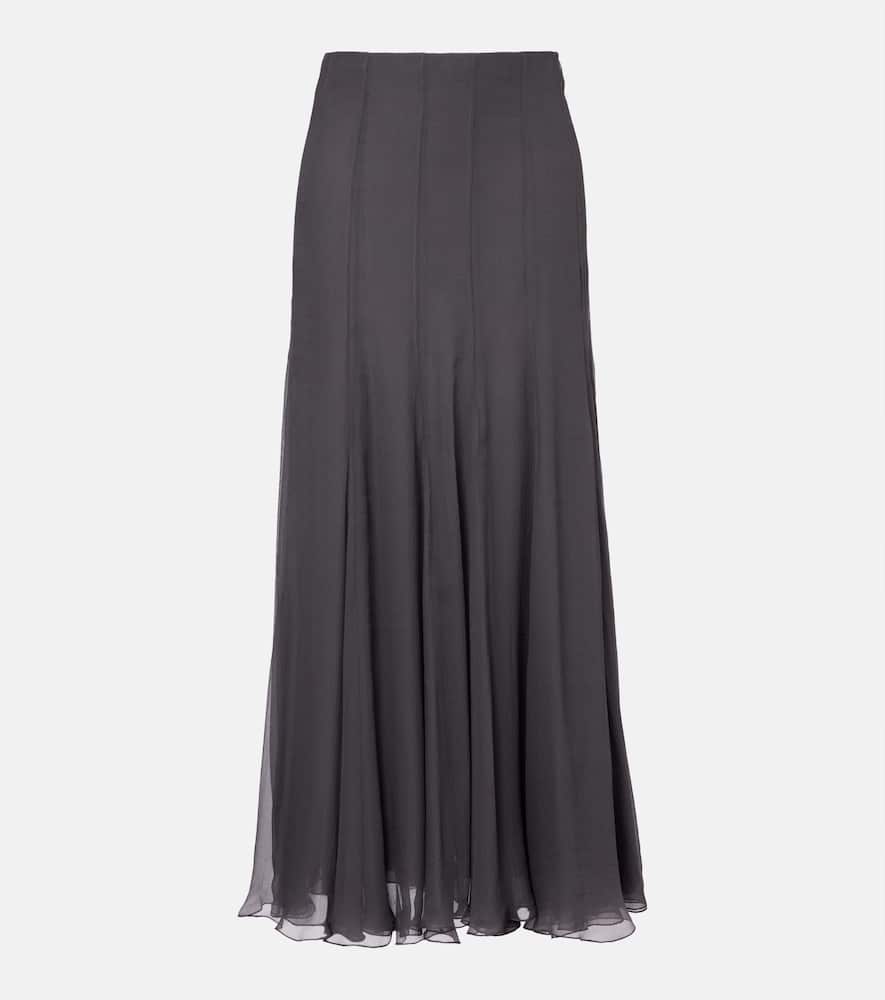 Chloé Paneled high-rise silk muslin maxi skirt