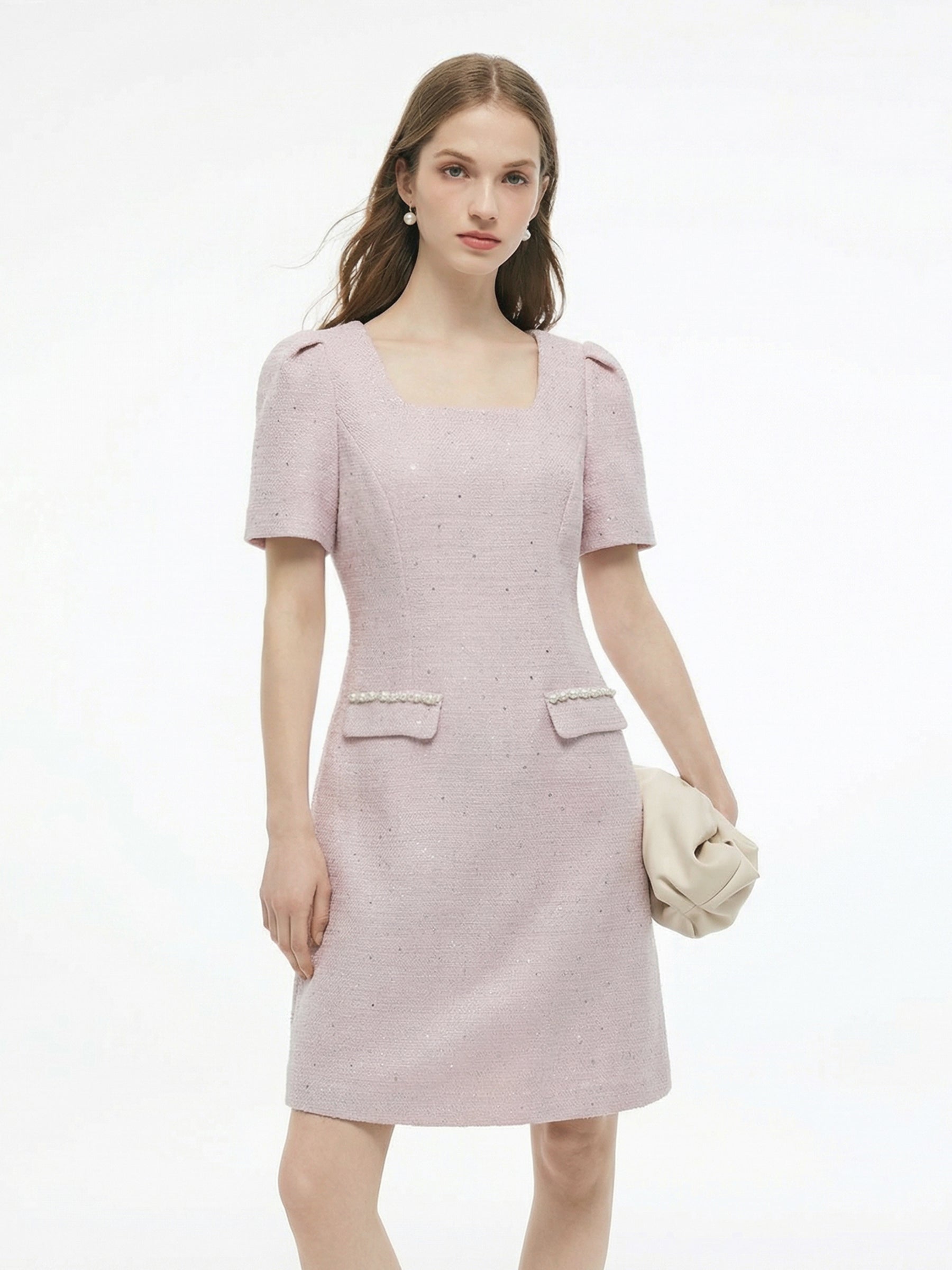 [Preview] Tweed Square Neck Women Mini Dress