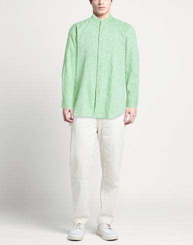 Man Shirt Green Size 15 ¾ Linen, Cotton