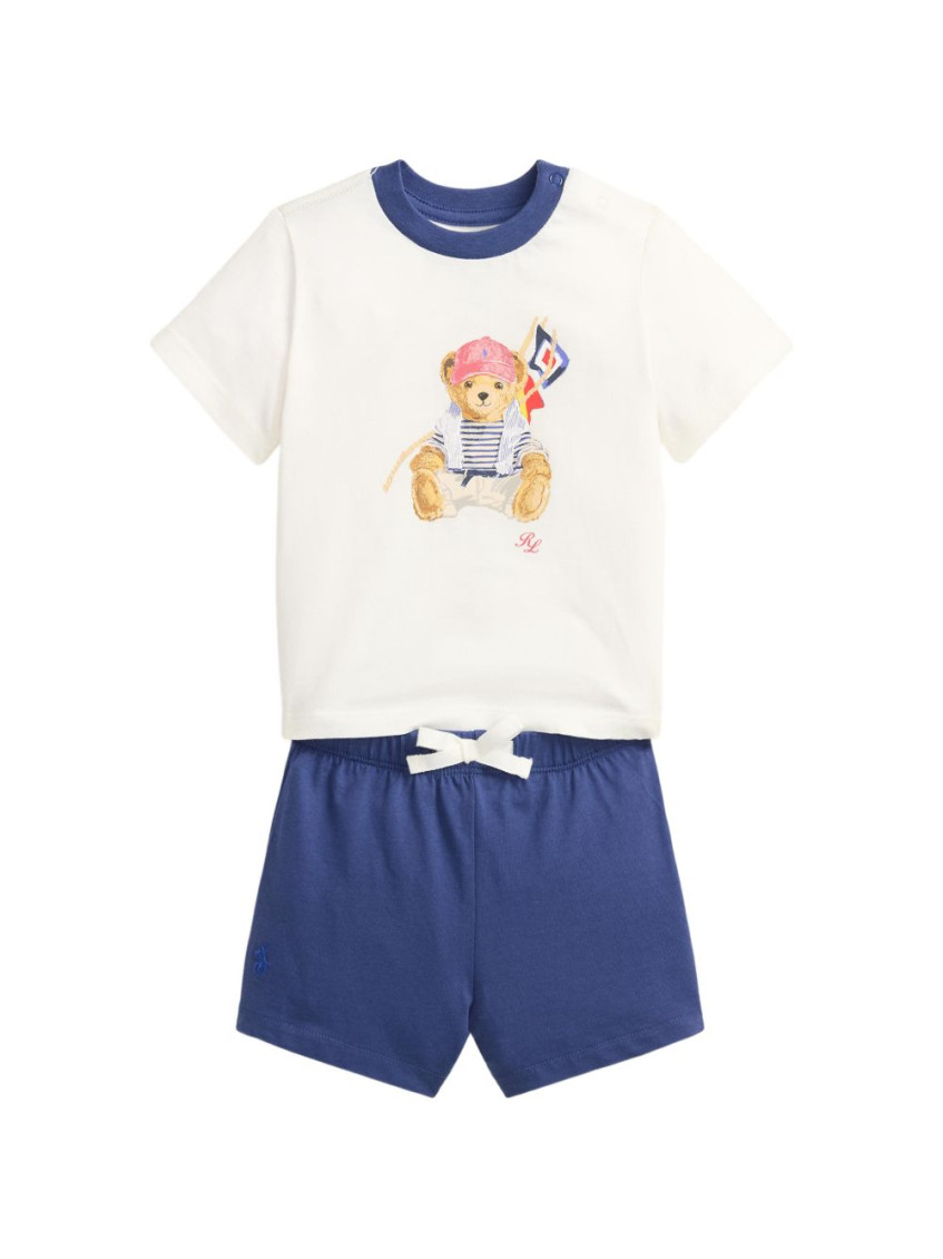 2-Piece Blue Teddy -print T-shirt/Short Set (Baby Boys)