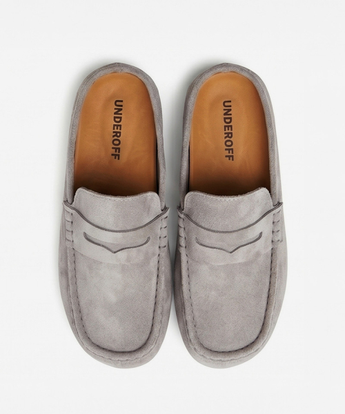 Suede Loafer Slide Gray