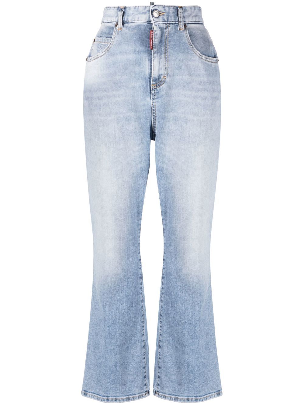 High-waisted cropped flared jeans - Blue