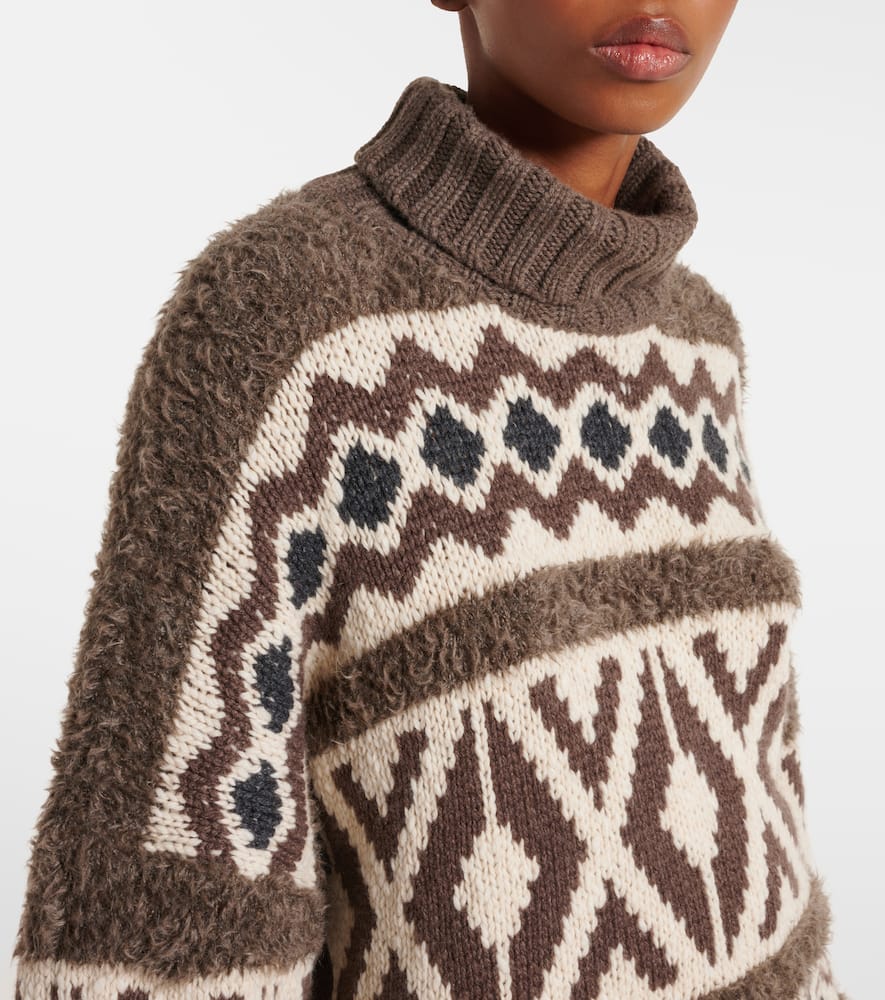 Intarsia wool turtleneck sweater