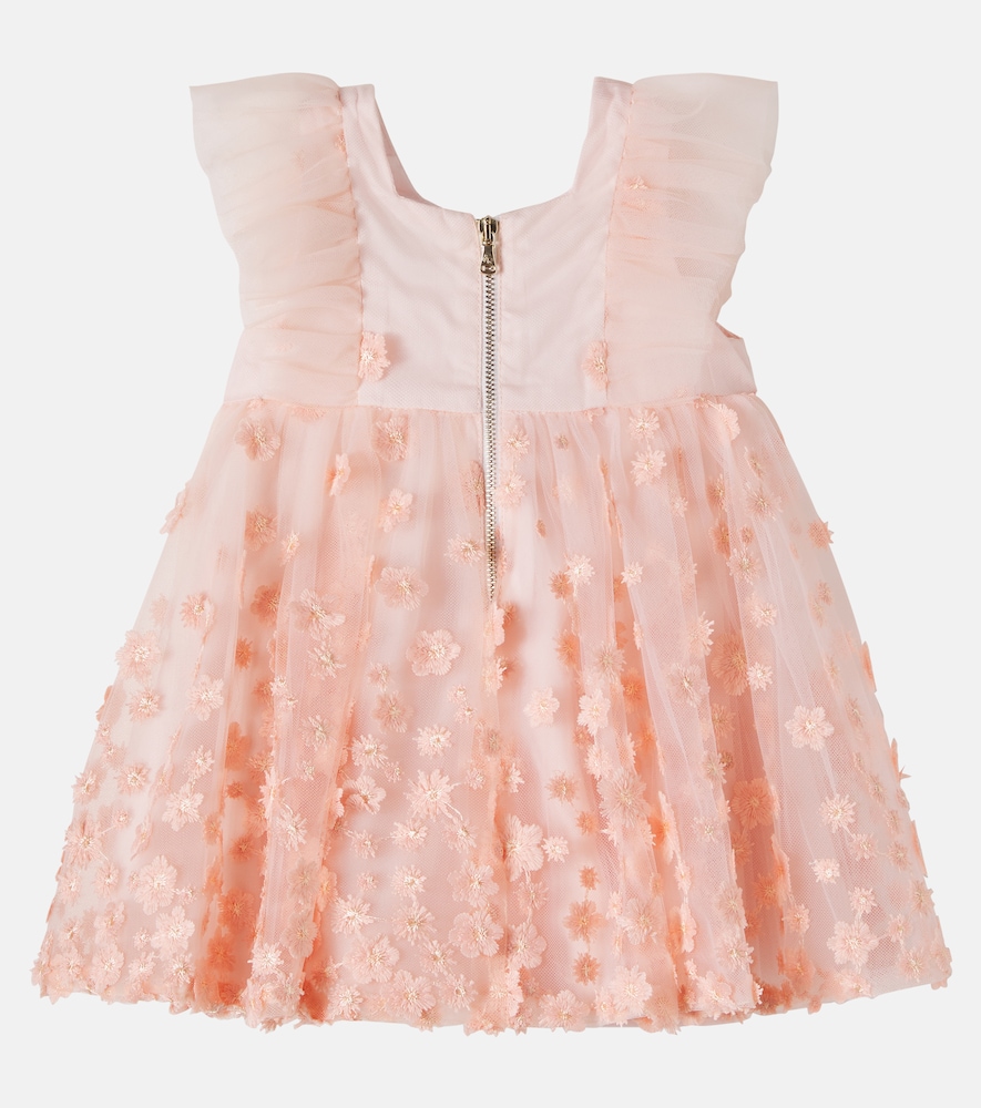 Baby floral-appliqué tulle dress