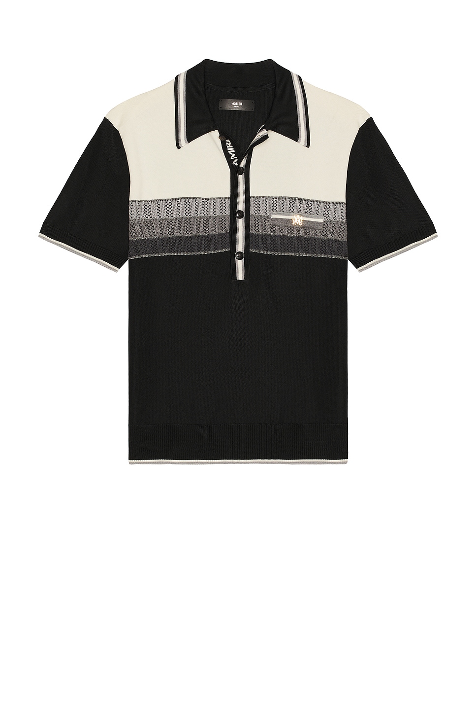 Amiri MA Striped Polo in Black - Black. XL/1X also in