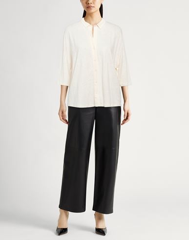 Woman Shirt Cream Size 1 Linen, Elastane