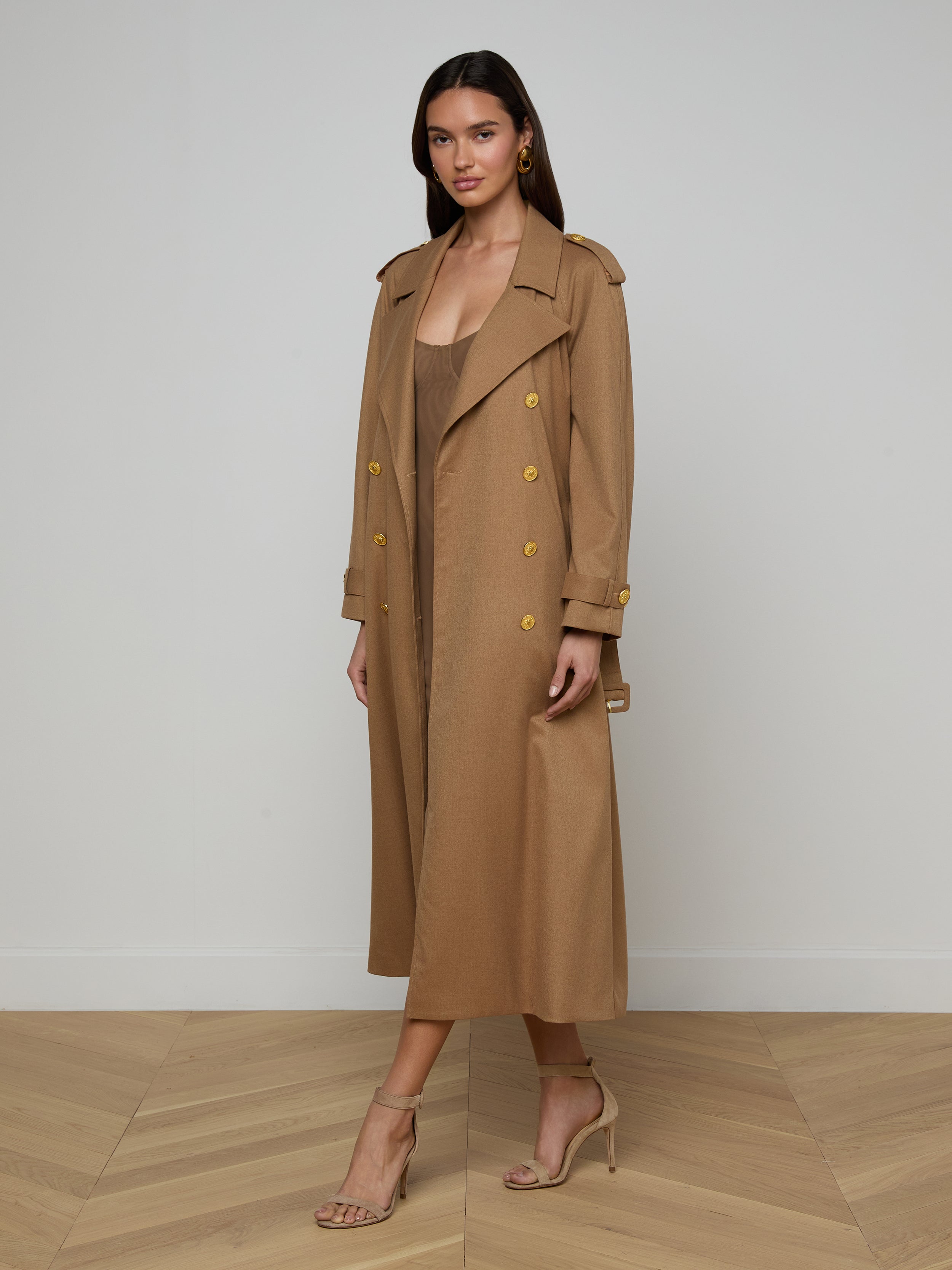 Brinley Oversized Trench Coat In Dark Macchiato