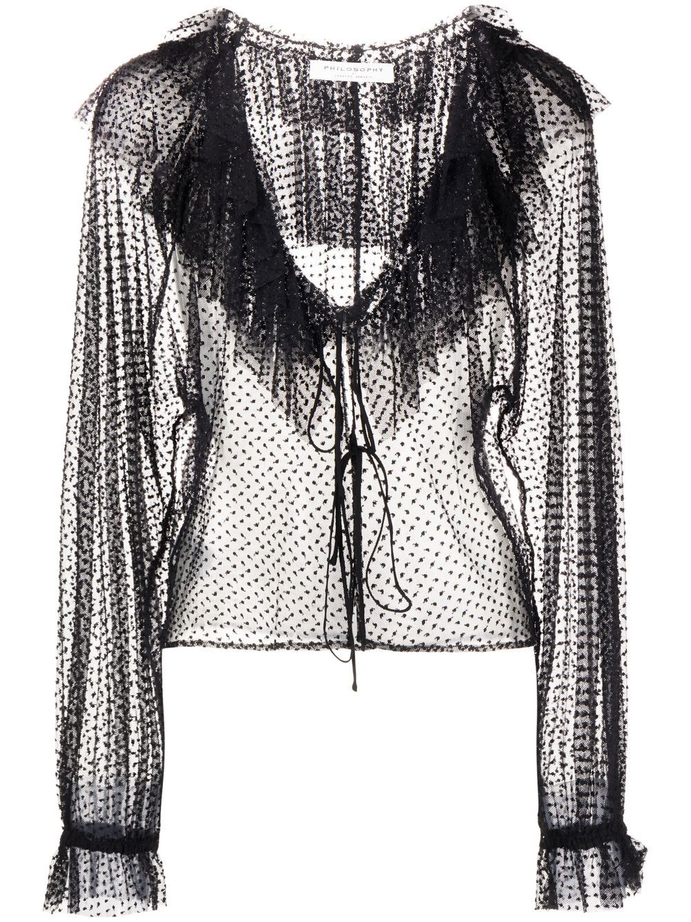 Polka dot embroidered blouse - Black