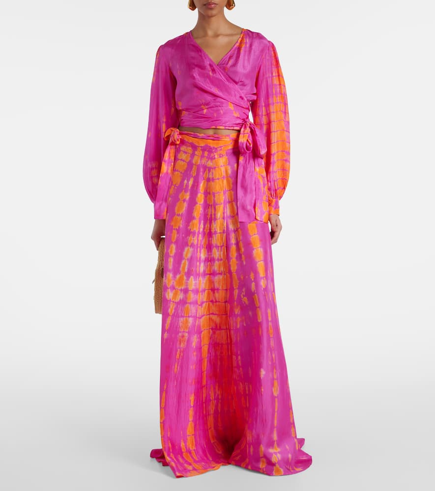 Tie-dye silk wrap top