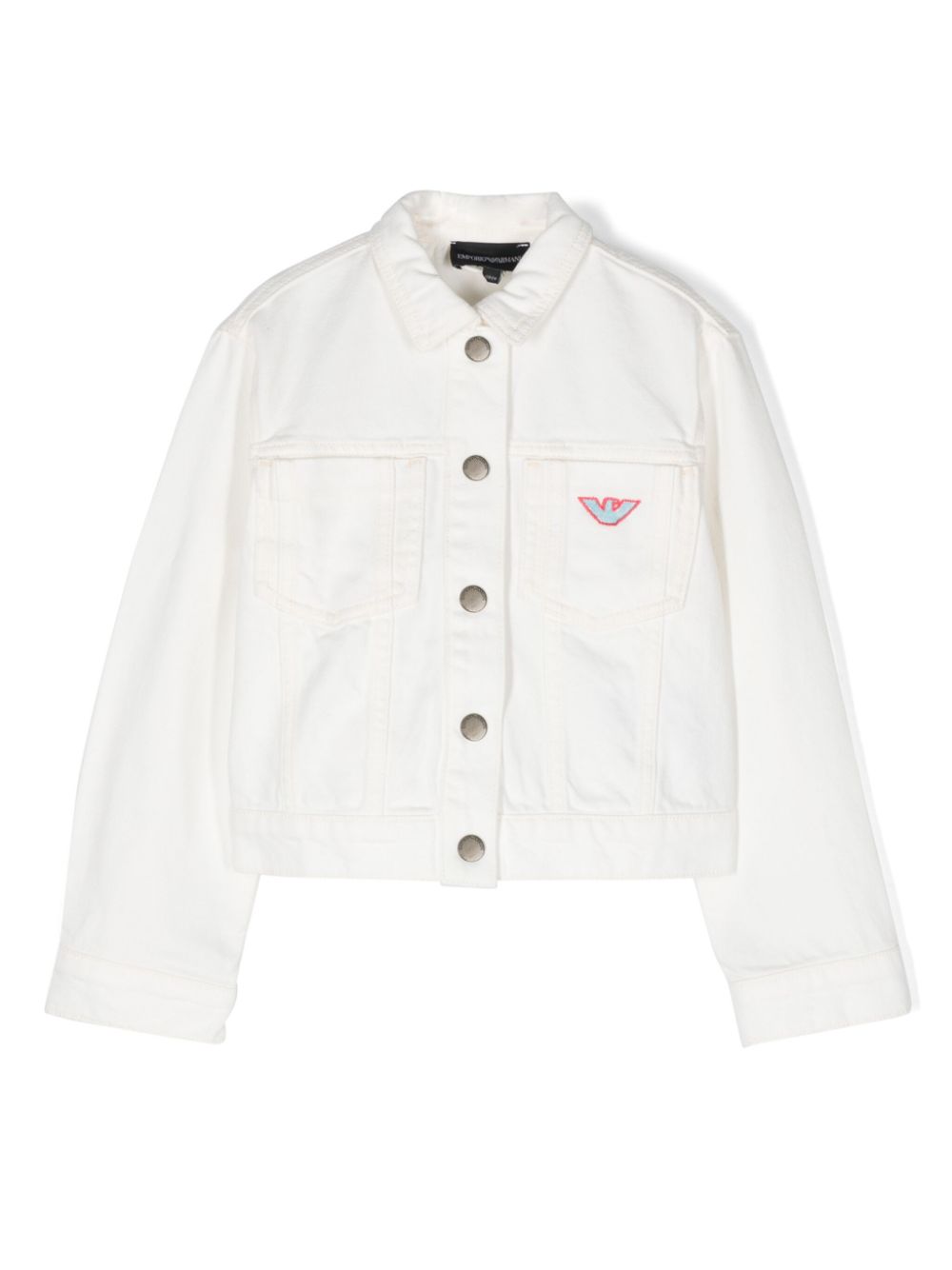 Logo-embroidered denim jacket - Neutrals