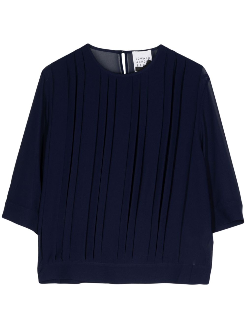Pleat-detailed sheer blouse - Blue