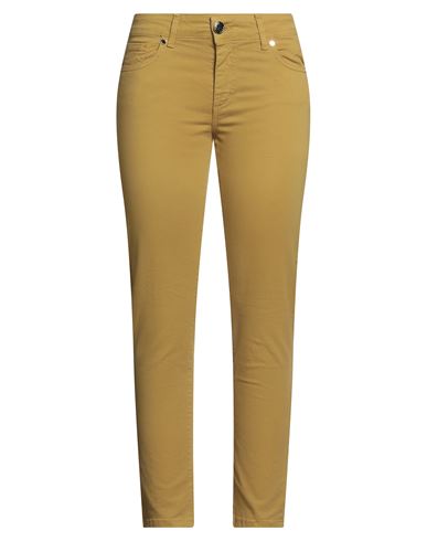 Woman Pants Mustard Size 8 Cotton, Elastane