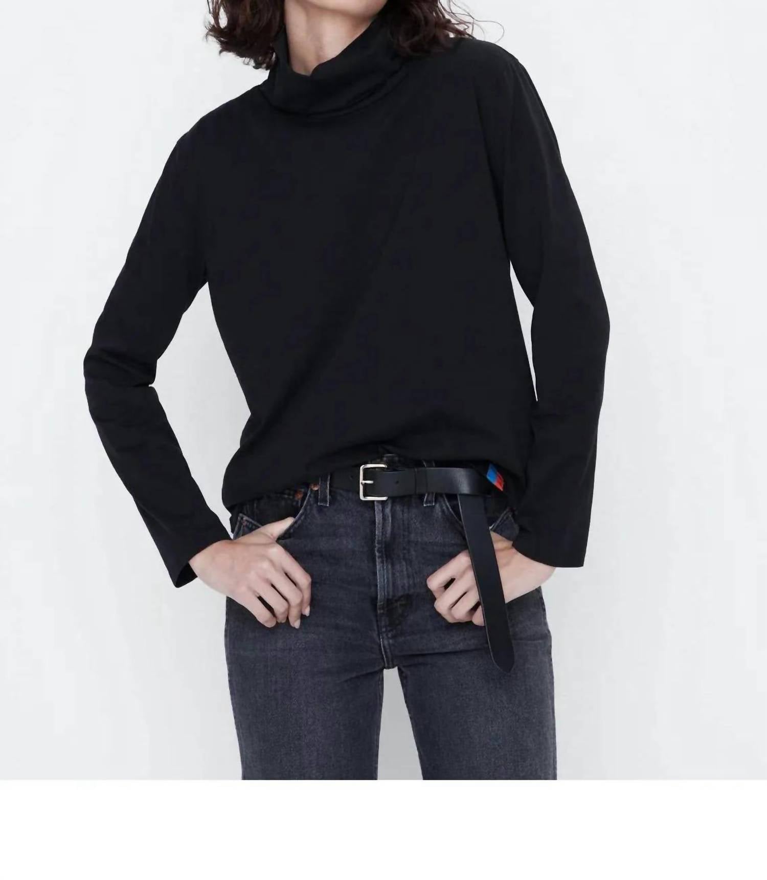 Turtleneck Long Sleeve Sweater In Black