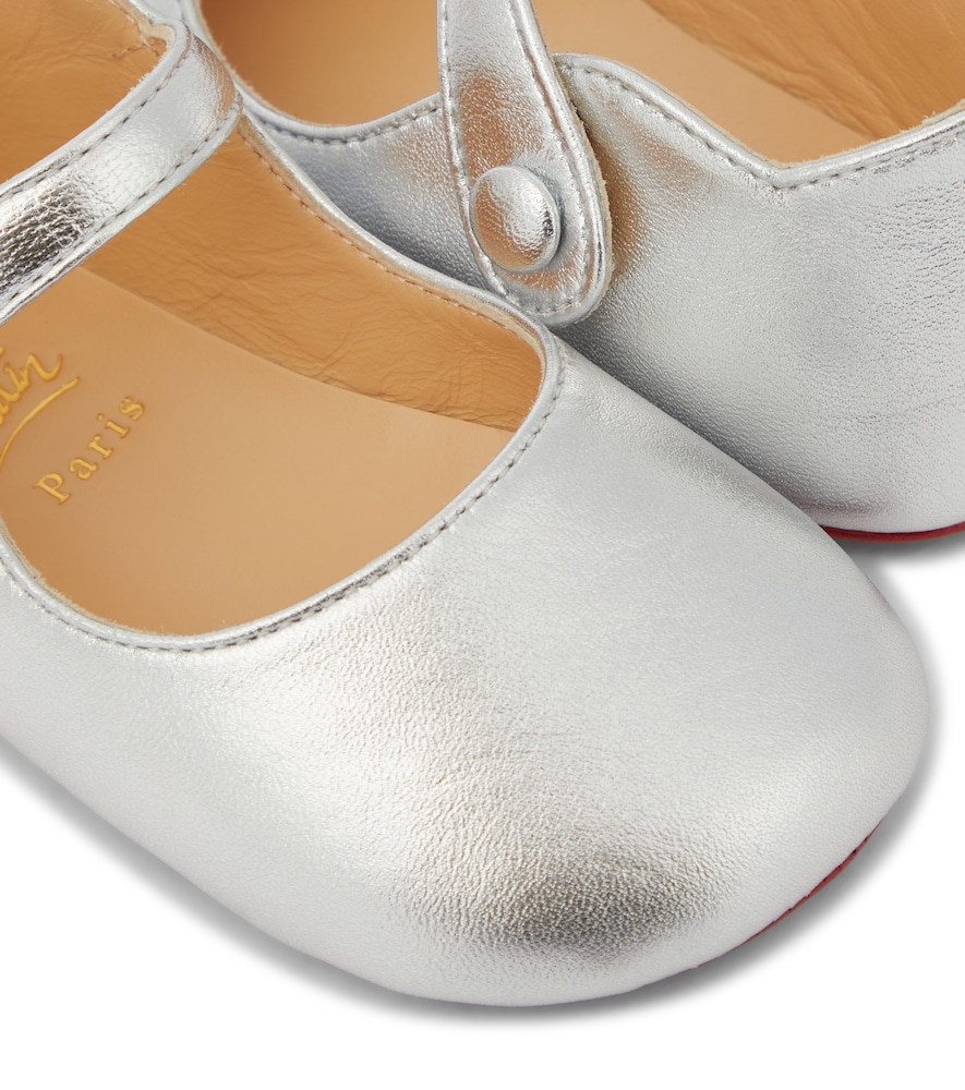 Christian Louboutin Kids Baby Love Chick metallic leather ballet flats