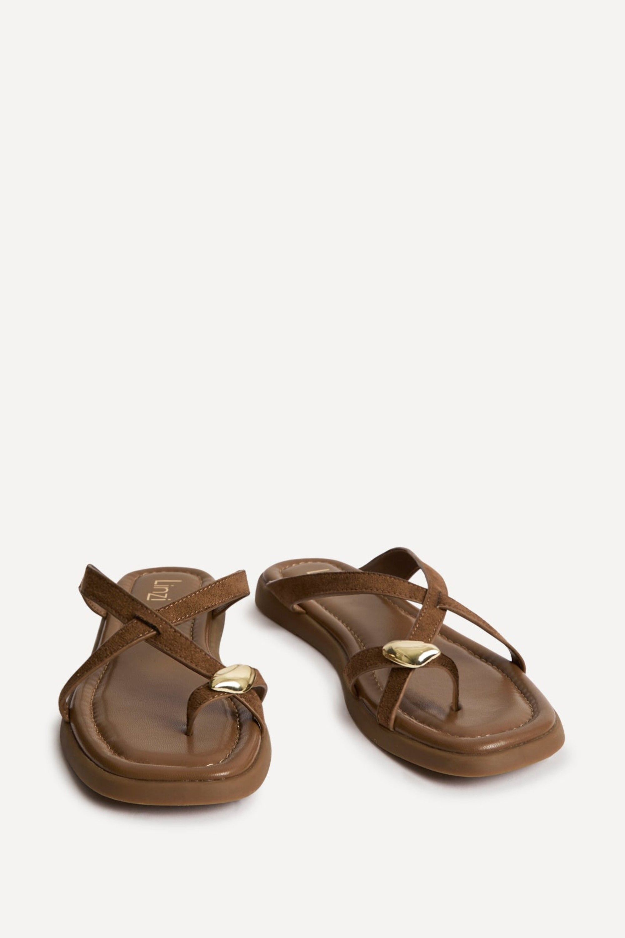 Linzi Linea Tan Faux Suede Flat Sanda