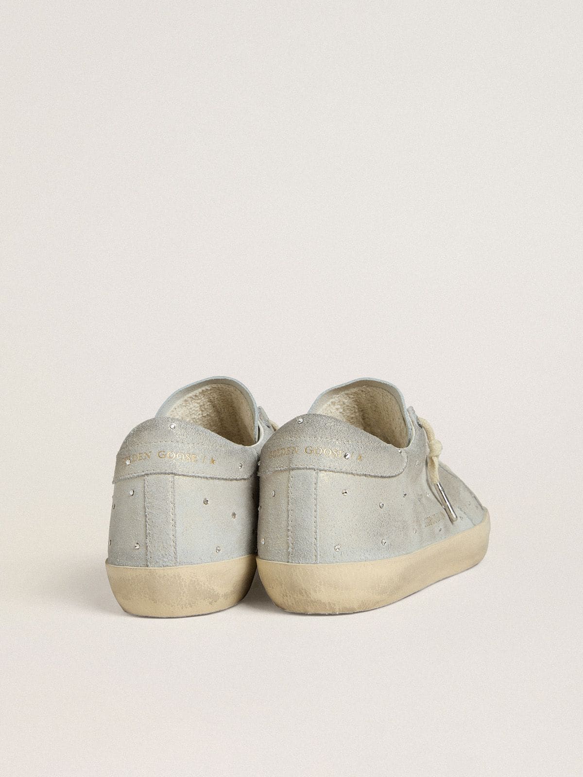 Golden Goose - Women's Super-star Ltd In Platinum Suede And Swarovski Crystals With Platinum Suede Star, Woman