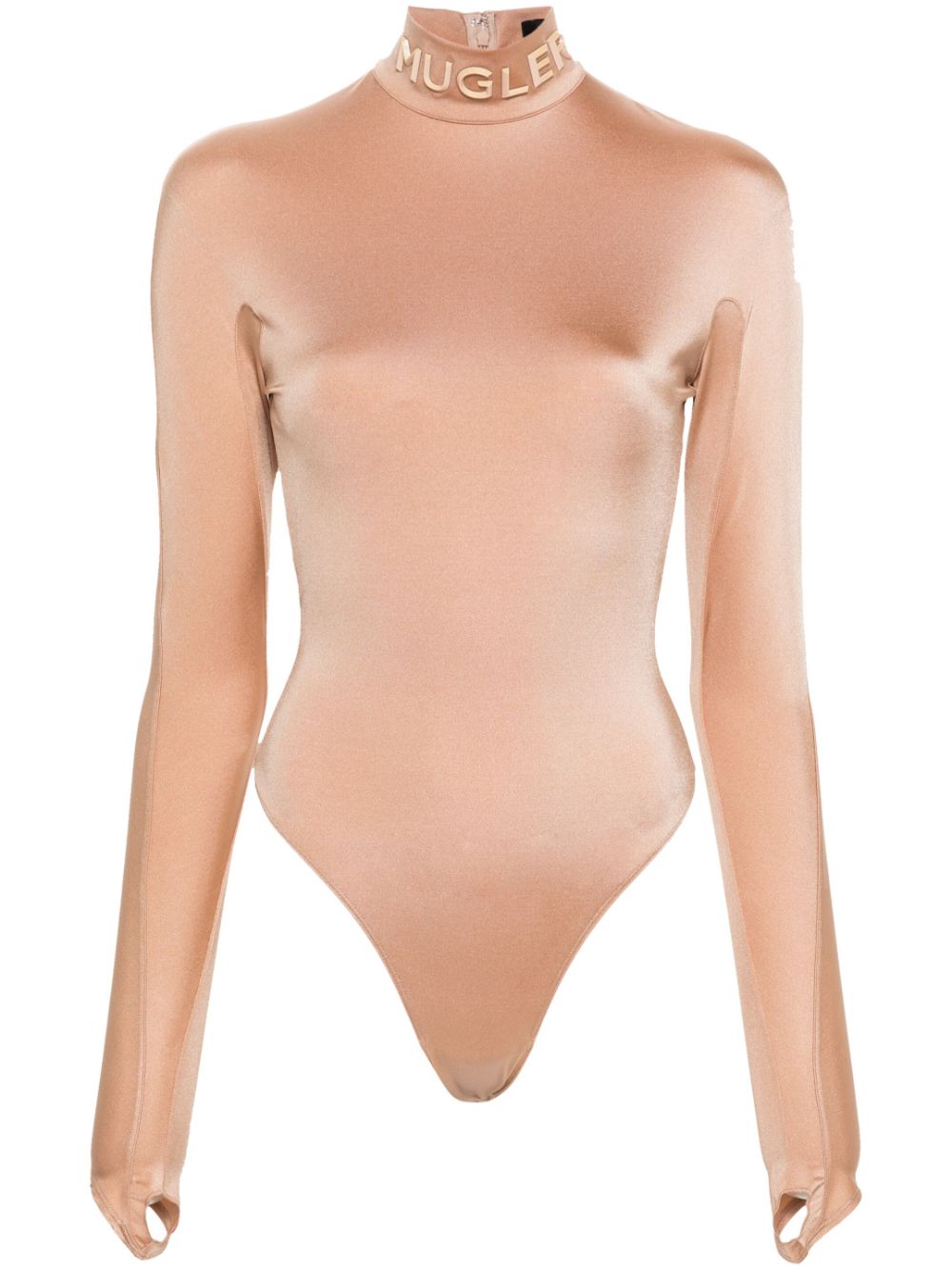 Logo-lettering mock-neck bodysuit - Brown