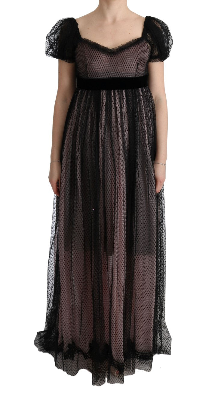 Lace-Trimmed Silk Dress — Black