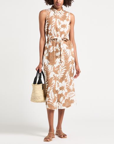 Woman Midi dress Beige Size 6 Linen