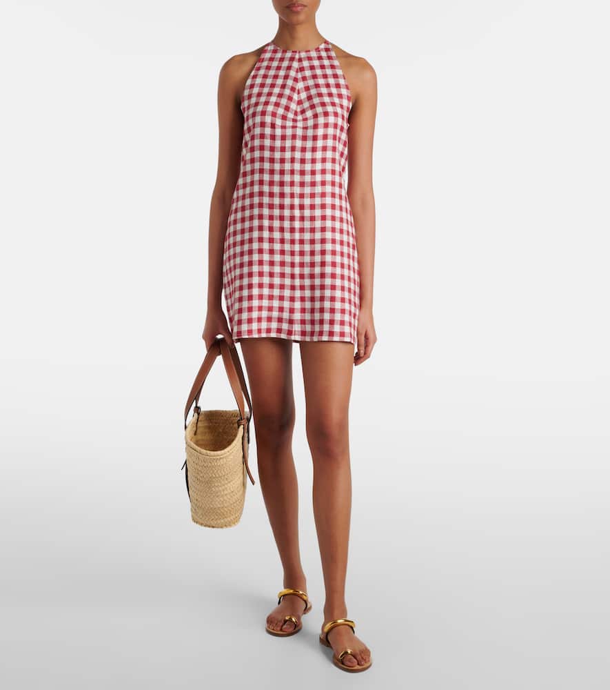 Antiqua gingham linen minidress