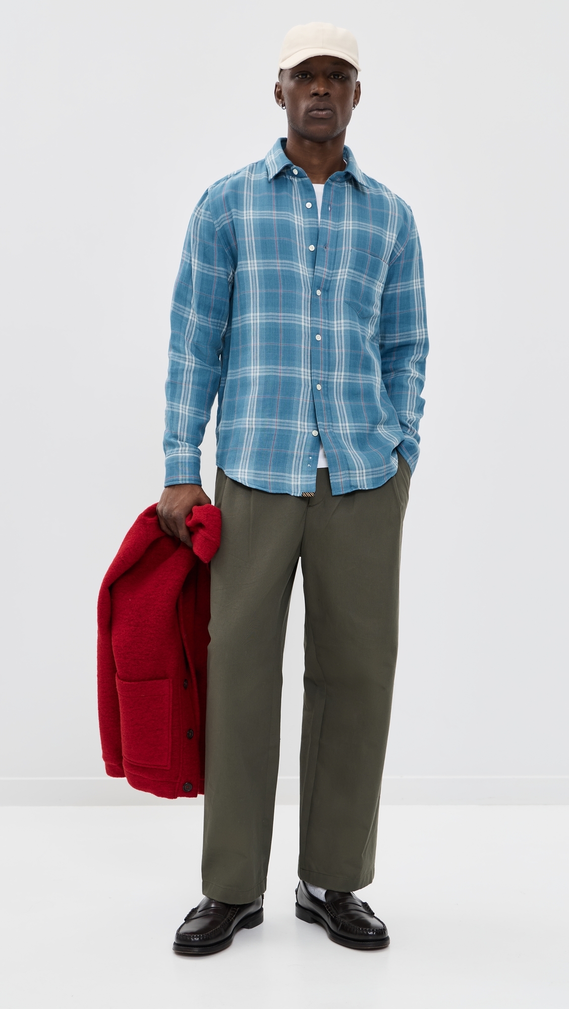 Double Face Plaid Cypress Shirt Washed Indigo