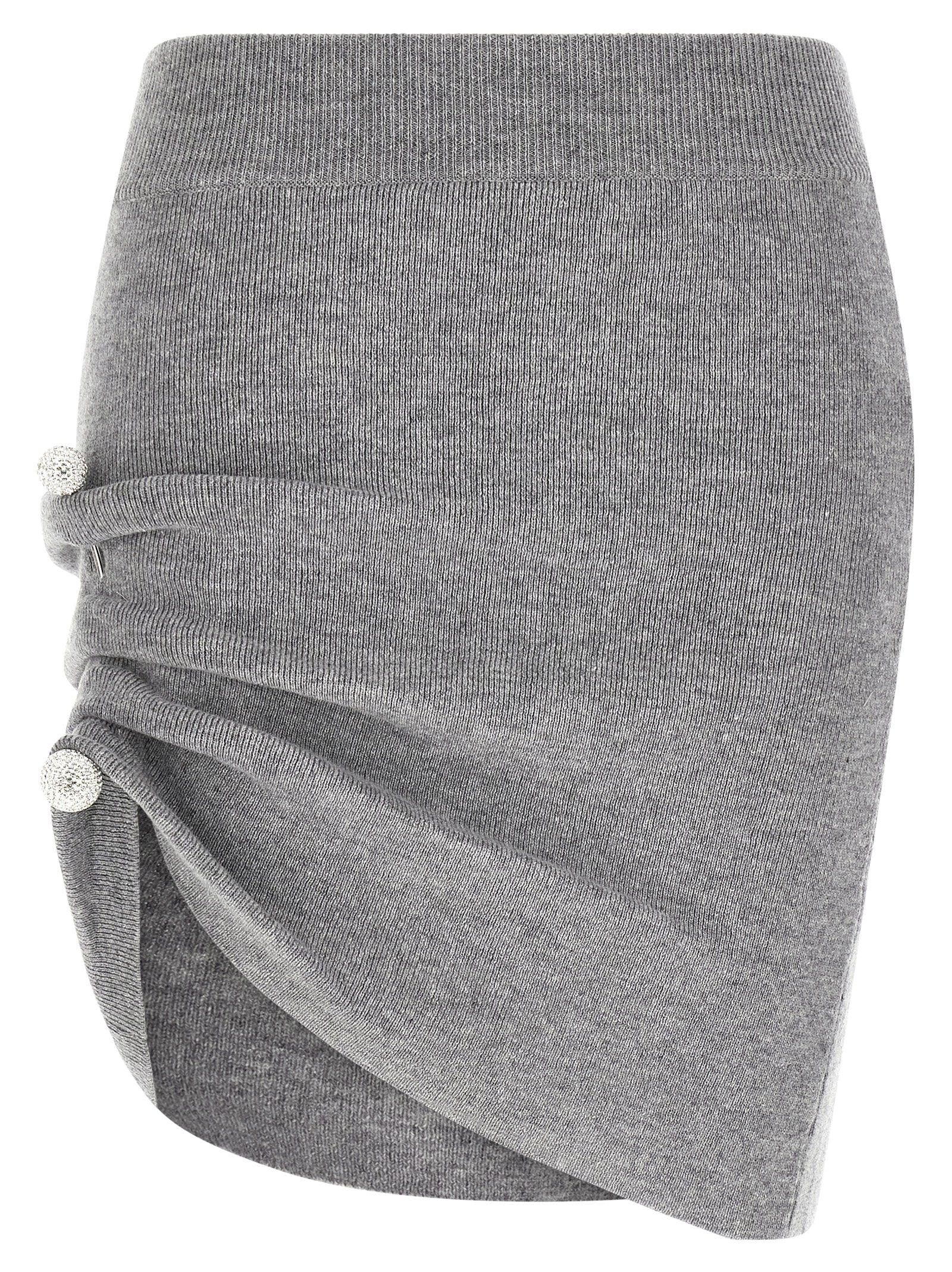 Asymmetrical Draped Virgin Wool Skirt — Taupe