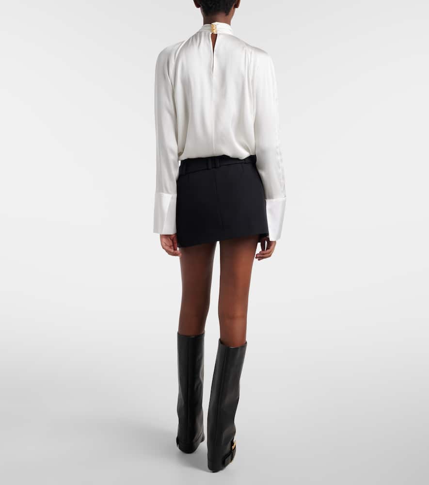 Virgin wool grain de poudre miniskirt