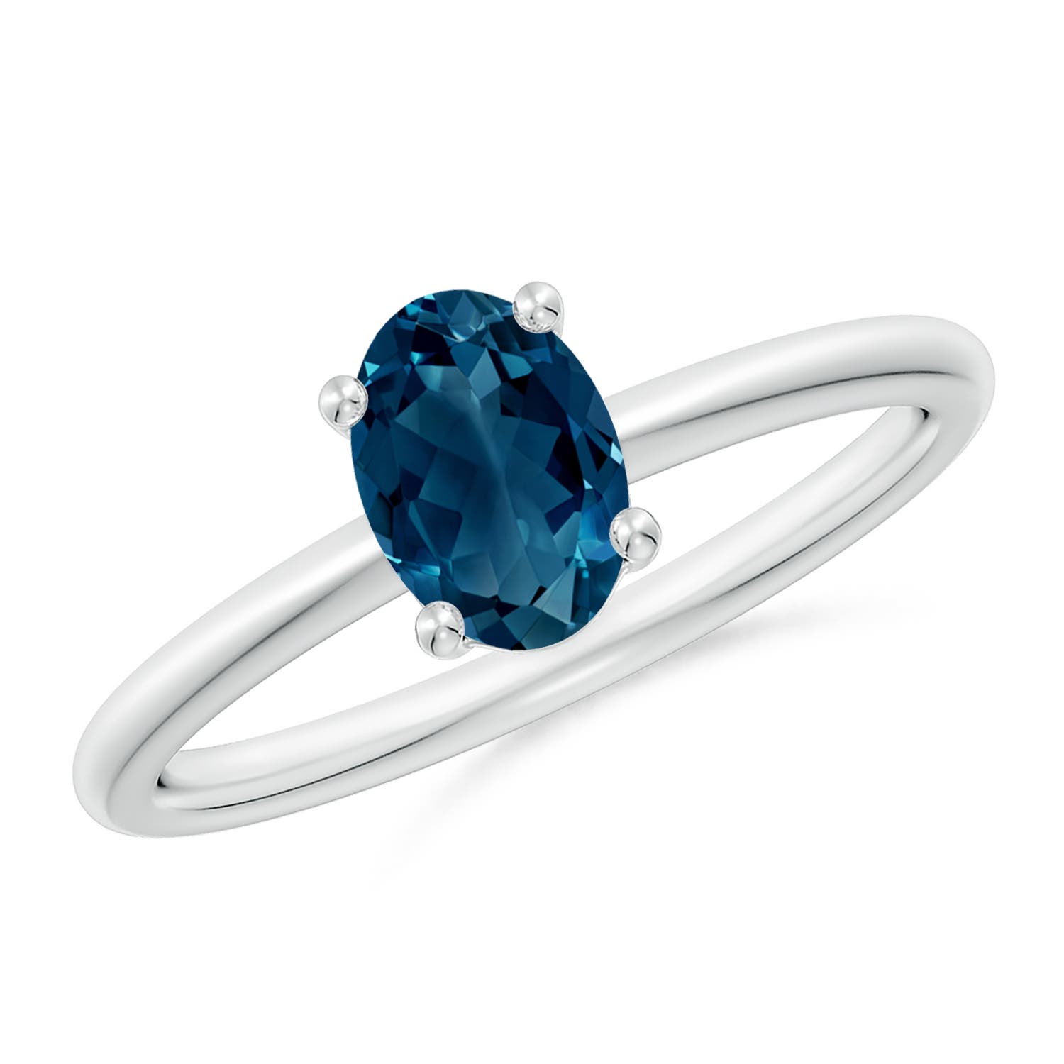 Angara 0.95 Carat Classic Solitaire Oval London Blue Topaz Promise Ring in Platinum