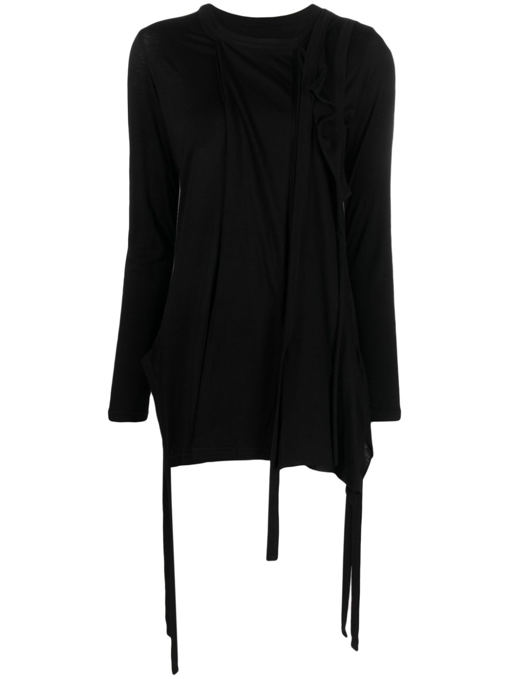 Strap-detail round-neck sweatshirt - Black
