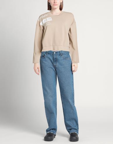 Woman Sweatshirt Beige Size S Cotton, Elastane