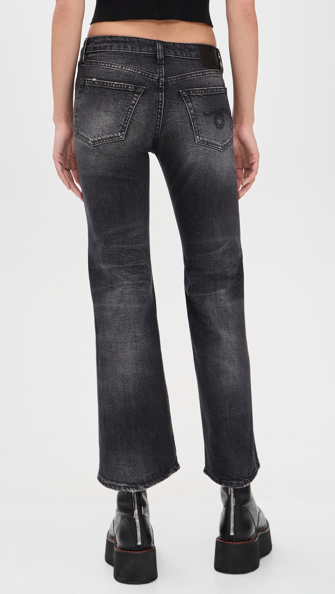 Joan Cropped Flare Jeans Essex Black Stretch