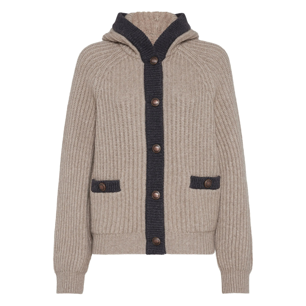 Cashmere feather-yarn cardigan - Neutrals