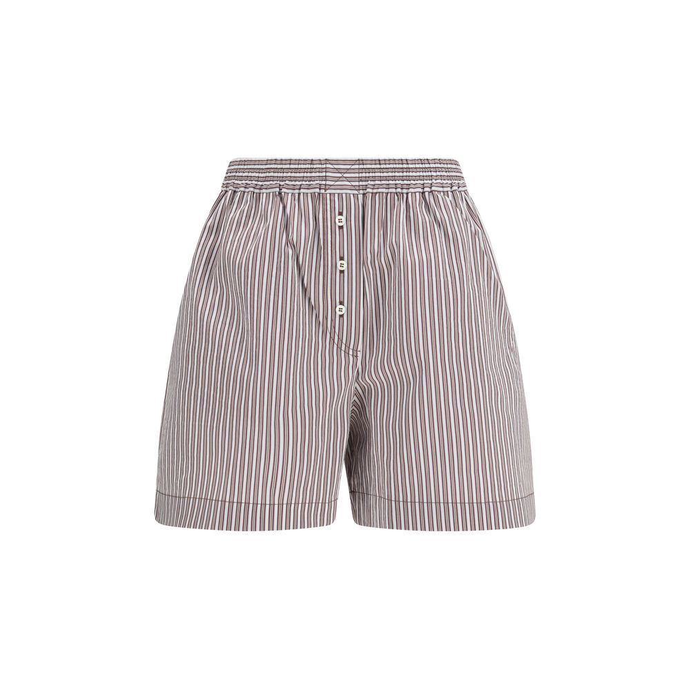 Striped Cotton-Silk Bermuda Shorts — Gray