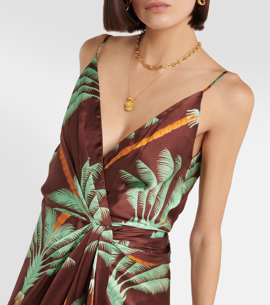 Embroidered printed silk maxi dress