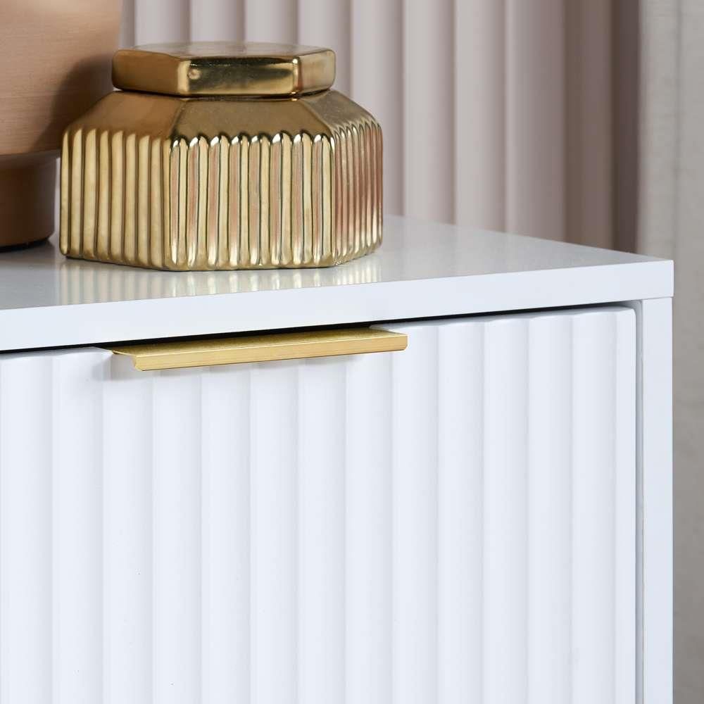 Birlea Unisex Pair of Zaza White Bedside Cabinet 2 Drawer Fluted Chest