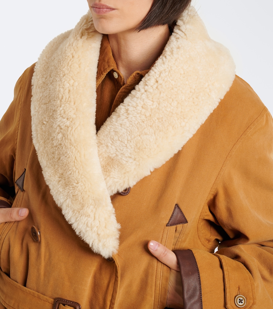 Shearling-trimmed cotton coat