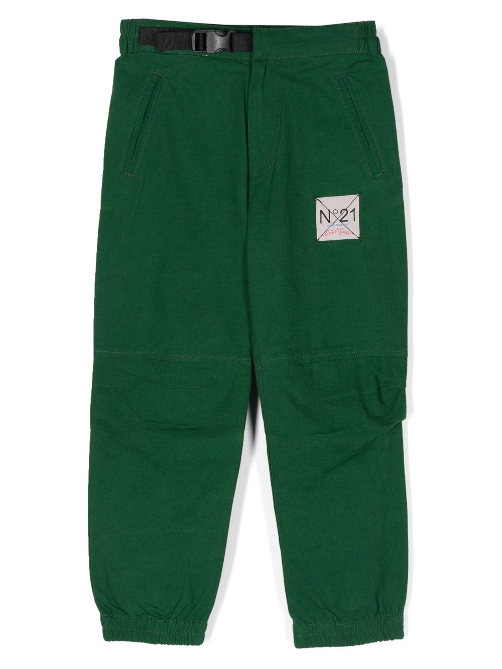 Logo-patch cargo trousers - Green